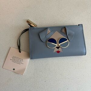 NWT Kate Spade Gray Wallet with Dog Design